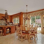 Traditional kitchen with butcher block island
