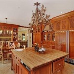 Traditional kitchen with butcher block island