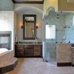 master bathroom fireplace shower chandelier